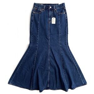 Levi's Premium Nwt A87260001 Enchantment Dark Denim Mermaid Skirt 25